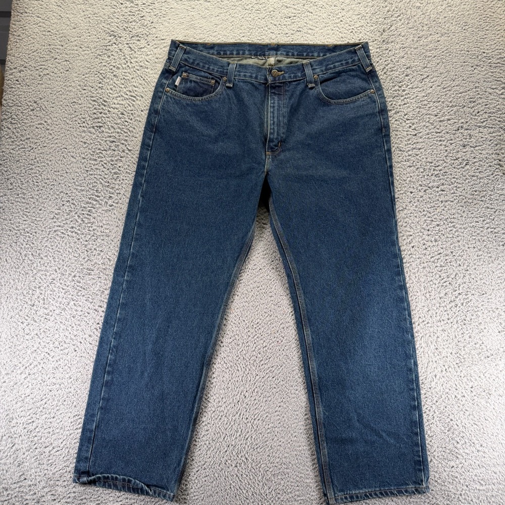 Carhartt Jeans Mens‎ 38x30 Blue Cotton Denim Straight Leg Baggy Utility Workwear